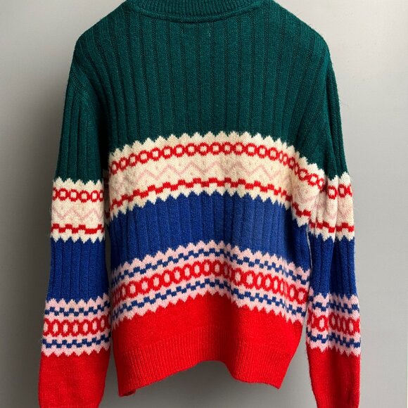 Vintage Urban Outfitters Fair Isle Mock Neck Sweater Size M Green Red - Picture 7 of 7